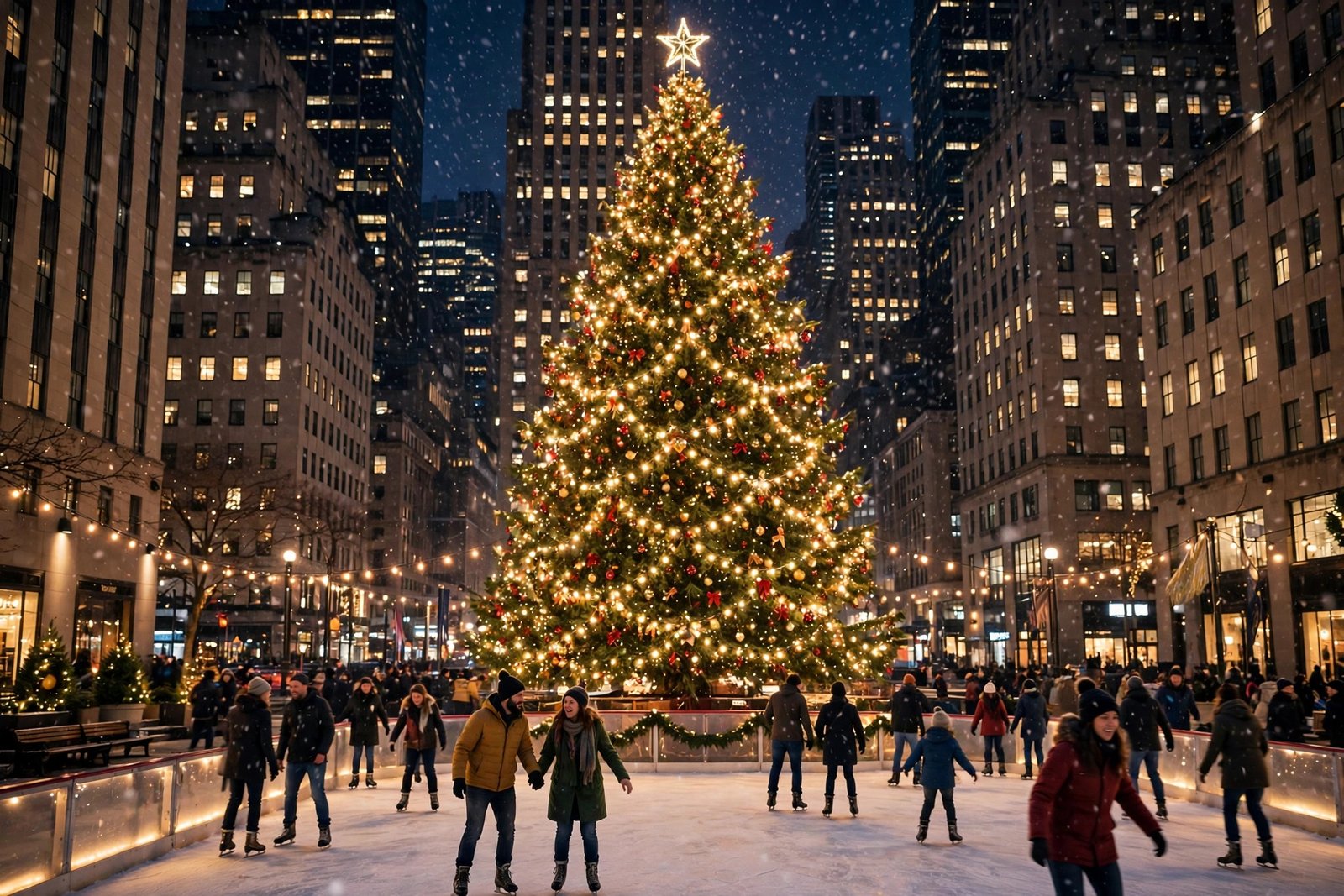 A large decorated Christmas tree in the United States